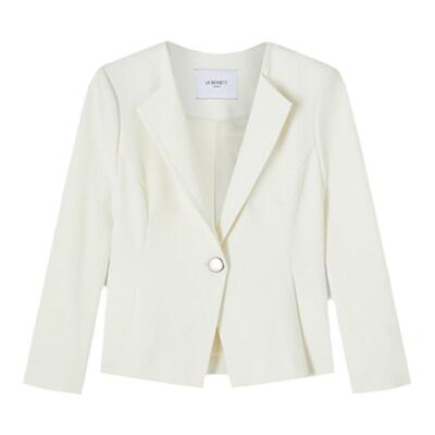 LK BENNETT白色西装外套女新款春季v领一粒扣职场通勤短款西服