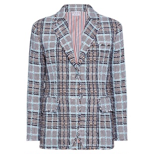 [24期免息]THOM BROWNE冬季新品女士格纹粗花呢西装外套