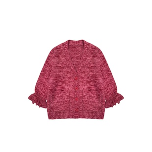 艾文文IRIS 香榭丽 26冬“绵羊毛860g”花纱木耳袖针织开衫