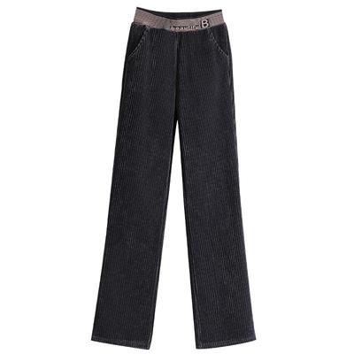 雪尼尔阔腿裤女高腰垂感直筒