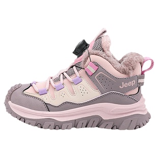 jeep东北儿童大棉鞋冬季加绒加厚女童户外高帮运动鞋防滑雪地鞋子