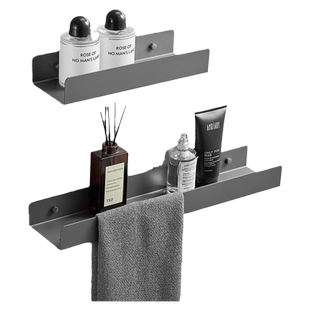 浴室置物架不锈钢免打孔简约工字卫生间淋浴房卫浴墙上镜前收纳架