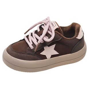 小米步女童星星板鞋2025冬季款儿童加绒运动鞋男童休闲鞋子中大童