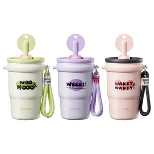 苏泊尔保温杯女高颜值大容量泡茶陶瓷覆层咖啡杯带吸管水杯子礼物