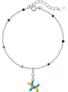 彩色气球狗手链女925纯银