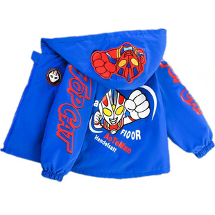 男童外套2025新款今年流行爆款秋冬儿童男宝宝红色连帽风衣冲锋衣