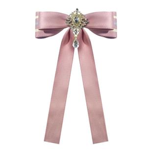 夏季新款水钻樱花粉色条纹少女领结lolita衬衣蝴蝶结领口胸针配饰