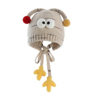 儿童帽子冬季男童韩系卡通针织护耳帽防风女孩宝宝外出保暖毛线帽