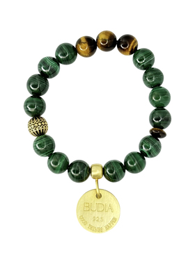 BUDDIA孔雀石手链转运虎眼手串