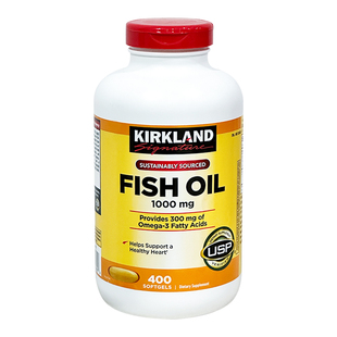 现货美国Kirkland柯克兰深海鱼油软胶囊1000mg富含DHA鱼油400粒