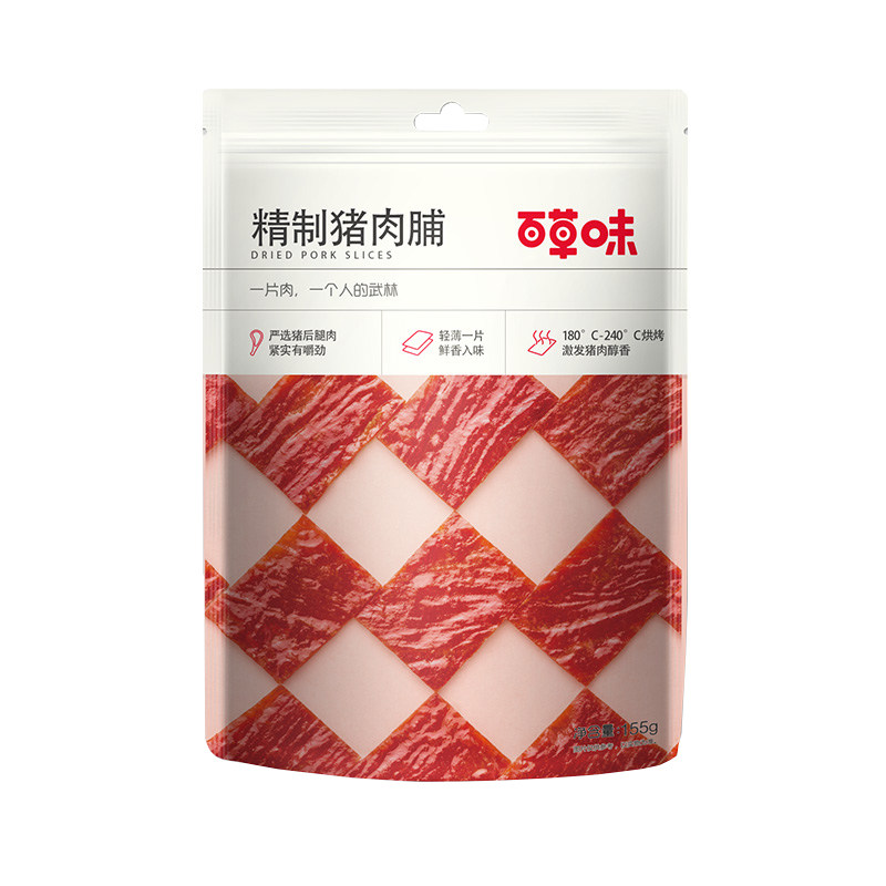 百草味猪肉脯100g肉干自然片