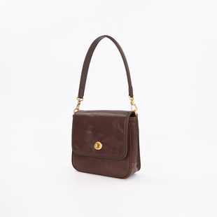 食草堂可可包头层植鞣牛皮包单肩斜挎包腋下包通勤包小方包质感