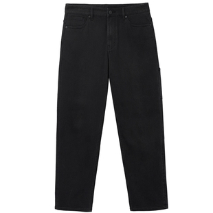 [磨毛]907杰克琼斯男装秋黑色美式宽松阔腿保暖牛仔裤男款长裤子