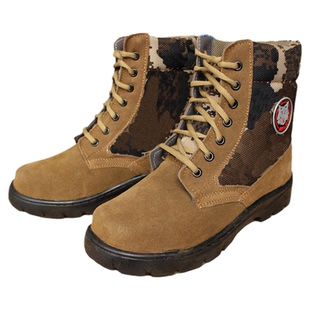 东北冬季皮毛一体羊毛靴雪地靴男加厚保暖棉鞋棉靴迷彩中帮作战靴