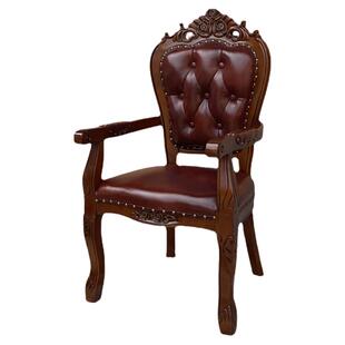 欧式餐椅实木美式做旧家用麻将扶手皮革简约酒店洽谈靠背成人椅子