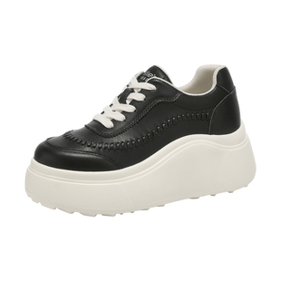 MILLIE'S/妙丽真皮厚底板鞋女2026春季款不累脚小个子增高休闲鞋P