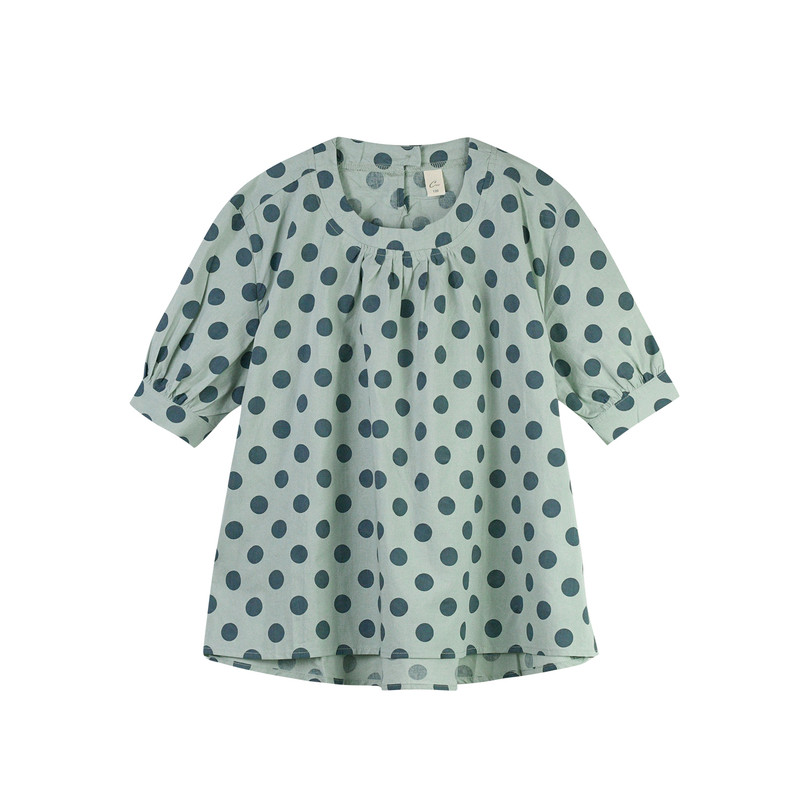 Caicaiai设计感童装中袖休闲夏装中大童女生波点上衣服装773+269