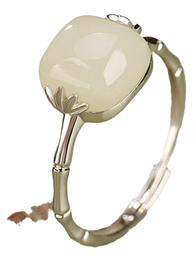 民族风戒指女925银和田玉