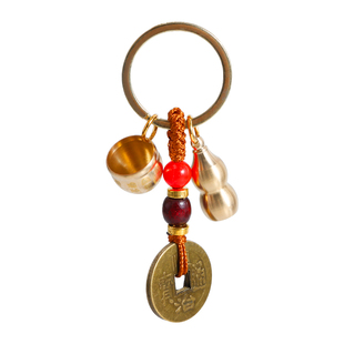 百福聚财缸纯黄铜米缸聚财铜缸聚宝盆钥匙扣招财进宝挂件摆件葫芦