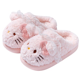 三丽鸥儿童棉拖鞋女童秋冬季女孩室内居家防滑可爱凯蒂猫毛绒拖鞋