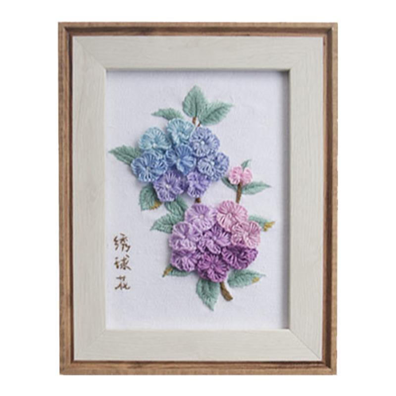 diy立体刺绣七寸相框画紫色绣球