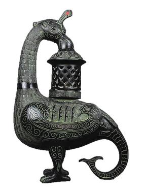 仿古风工艺品汉婚道具孔雀灯摆件