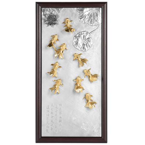 皇家雪兰莪ROYAL SELANGOR金鱼戏莲匾牌匾马来西亚手工锡制品挂件