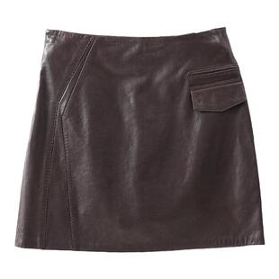 欧货高级感防走光裤小羊皮半身裙高腰a字包臀显瘦小皮裙2025新款