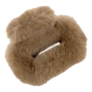 半扎氛围感毛绒抓夹女中号发量少发夹后脑勺盘发抓羊羔毛鲨鱼夹子