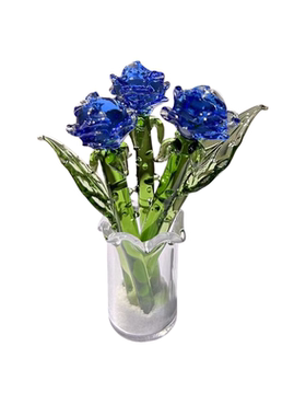 创意手工琉璃玫瑰仿真花摆件