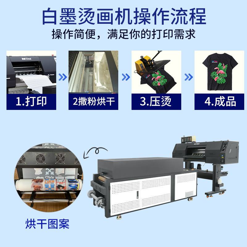 5喷头白墨烫画打印机605数码印刷机T恤服饰DTF柯氏纯棉直喷印花机