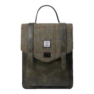 英国Islander正品Harris Tweed®羊毛格纹拼色双肩背包电脑包