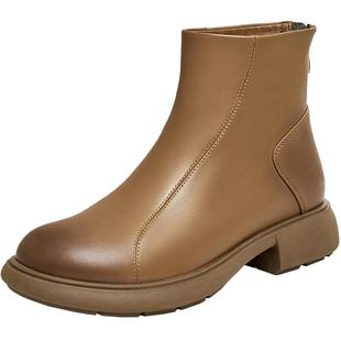 Tata他她法式小踝靴女靴羊皮加绒弹力瘦瘦靴早冬短靴子WXB01DD4