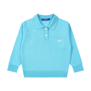 SABEER-KIDS男孩秋冬款100%山羊绒毛衣POLO领打底衫男童长袖卡通