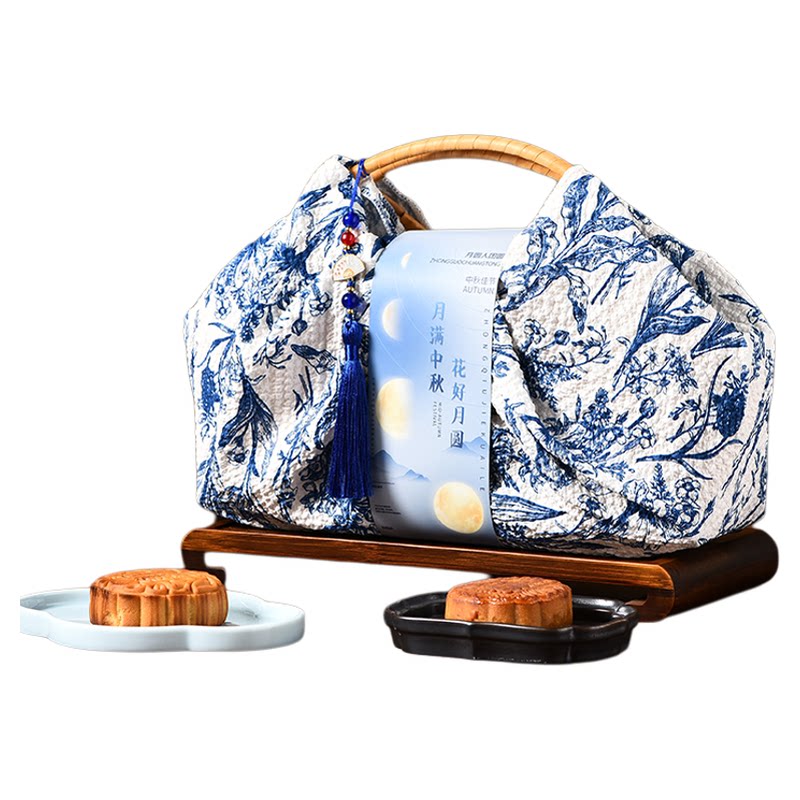 中秋月饼包装盒手提礼品编制篮