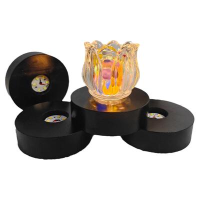 圆实木发光底座无线使用黑色杯垫