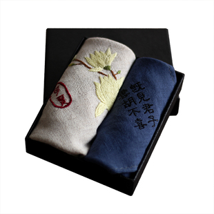 ┇尘烟几许,浅思淡行┇ 玉兰刺绣手绢男士女士随身手帕diy材料包