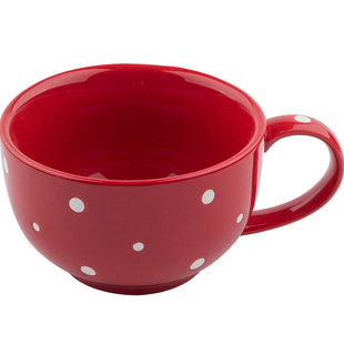 MAR三月|波点早餐杯陶瓷麦片杯牛奶马克杯大容量杯带勺带盖汤杯