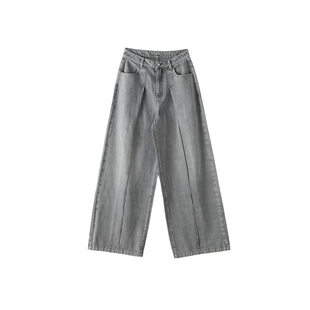 AS高腰阔腿牛仔长裤女26春季新款通勤显瘦垂感直筒裤通勤休闲裤子