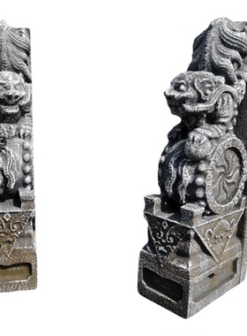 中式仿古狮子抱鼓石泡沫摆件