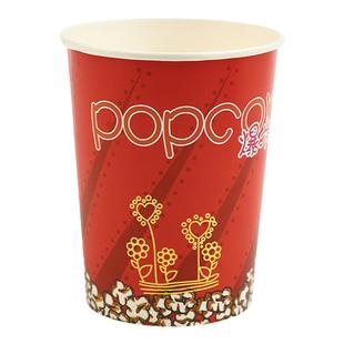 纸筒一次性爆米花桶纸桶筒商用专用纸杯红色电影院加厚双PE卡通桶