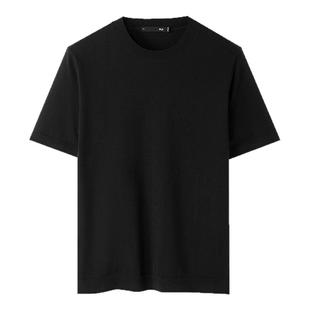 HLA/海澜之家轻商务直筒羊毛短袖针织衫25秋季新款圆领黑色毛衣男