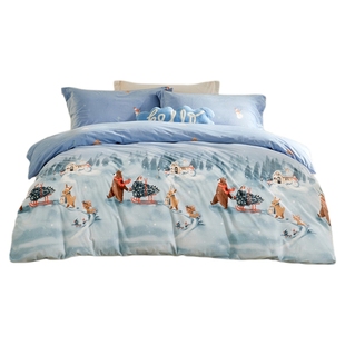 罗莱家纺儿童新款秋冬暖绒慕斯绒三件套学生宿舍床单被套四件套