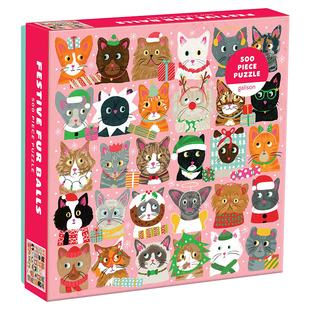 【官方授权】Galison拼图节日猫咪500片进口成人版送女生节日礼物