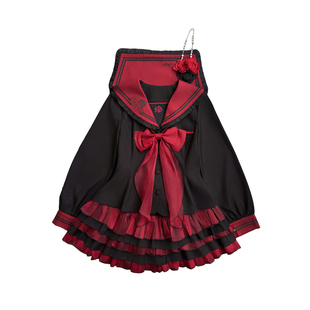 妙也可原创水手服格裙百褶裙JK收腰制服高中校服大码80-180斤