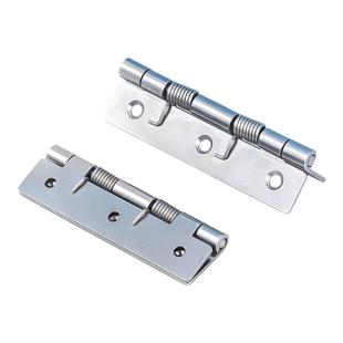 304不锈钢双弹簧合页自动关门回弹铰链小型迷你柜门折叠荷叶五金