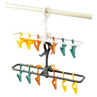 可折叠晒架便携式出差旅行装晾衣架塑料晒袜子内衣多夹子晒衣架