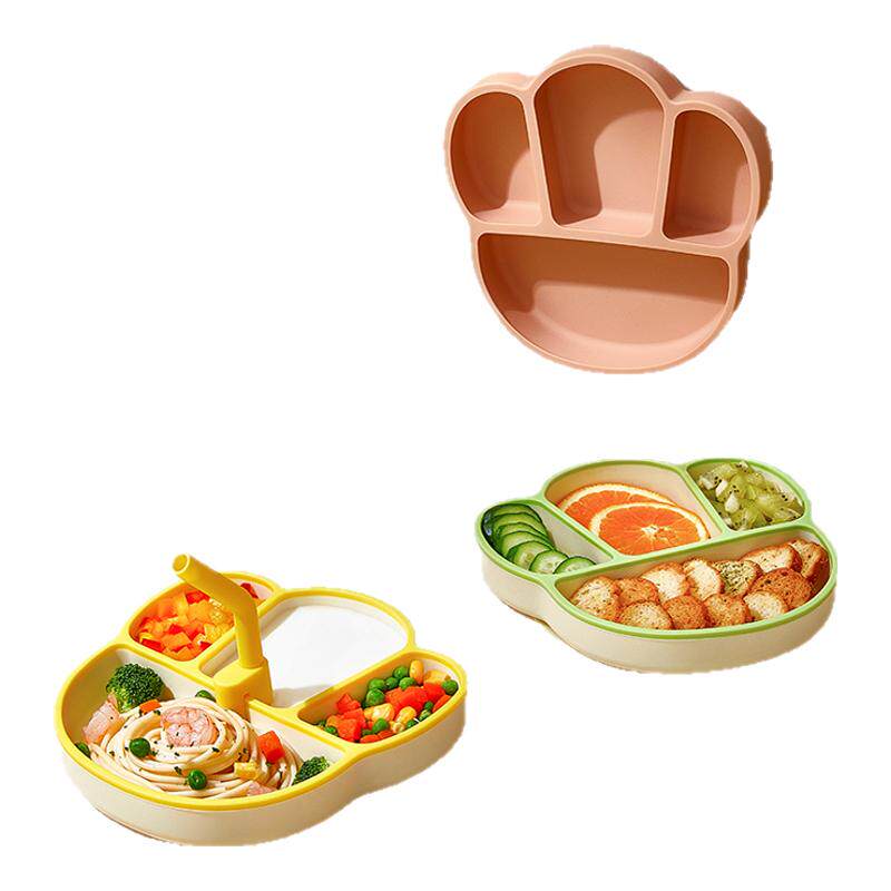 科巢宝宝硅胶餐盘分格吸盘一体式