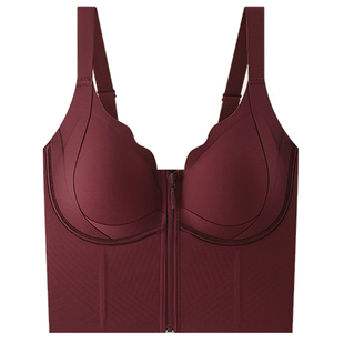 前扣拉链美背内衣女大胸显小瘦束腰塑形背心提拉聚拢防下垂文胸罩
