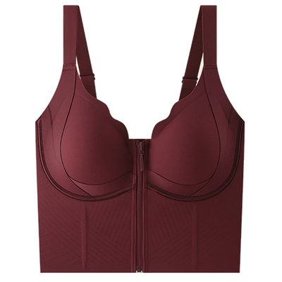 前扣拉链美背内衣大胸显小瘦束腰